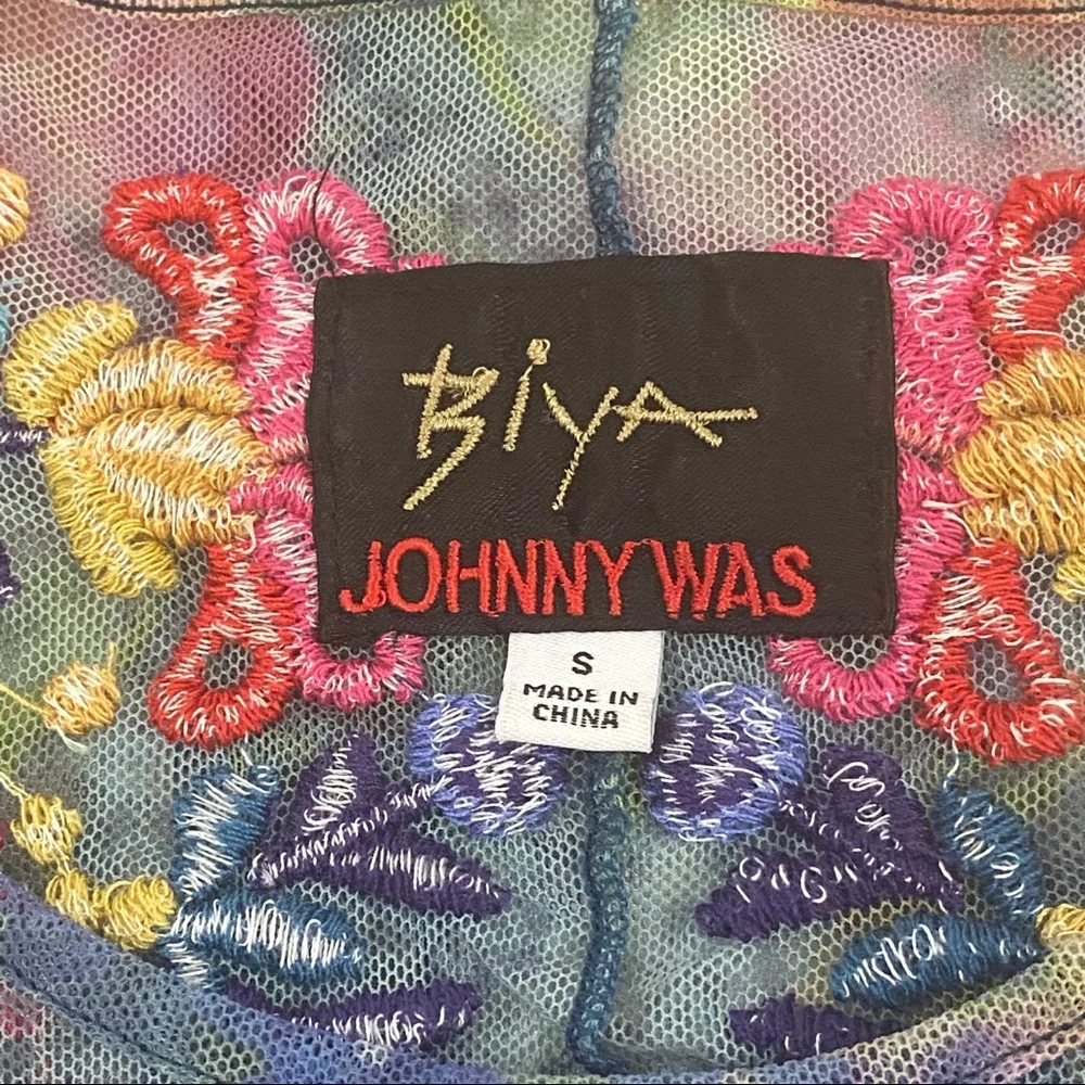 Johnny Was Rhandi Embroidered Printed Mesh Dress - Picture 12 of 13